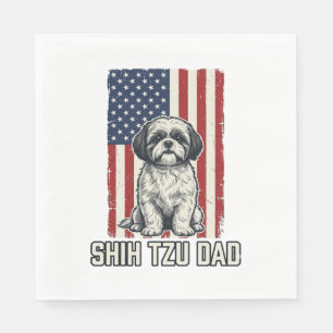 Shih Tzu Dad Patriotic Flag Vintage Dog Shirt_1 Napkin