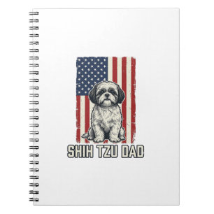 Shih Tzu Dad Patriotic Flag Vintage Dog Shirt_1 Notebook