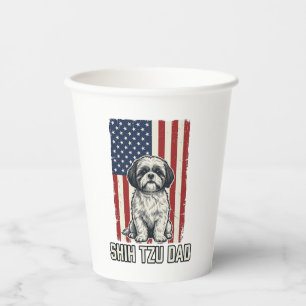 Shih Tzu Dad Patriotic Flag Vintage Dog Shirt_1 Paper Cups