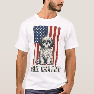 Shih Tzu Dad Patriotic Flag Vintage Dog Shirt_1 T-Shirt