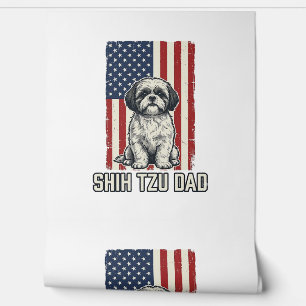Shih Tzu Dad Patriotic Flag Vintage Dog Shirt_1 Wallpaper