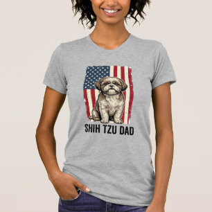 Shih Tzu Dad Patriotic Vintage Dog Shirt Design_1