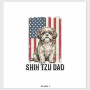 Shih Tzu Dad Patriotic Vintage Dog Shirt Design_1