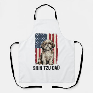 Shih Tzu Dad Patriotic Vintage Dog Shirt Design_1 Apron