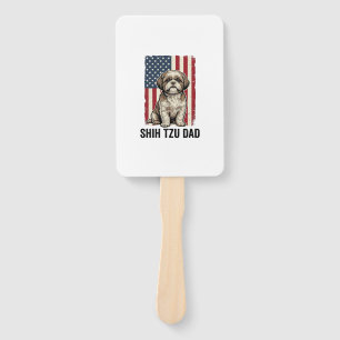 Shih Tzu Dad Patriotic Vintage Dog Shirt Design_1 Hand Fan