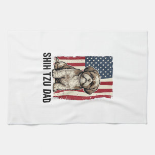 Shih Tzu Dad Patriotic Vintage Dog Shirt Design_1 Kitchen Towel