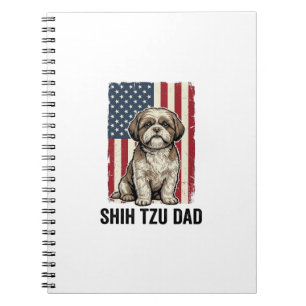 Shih Tzu Dad Patriotic Vintage Dog Shirt Design_1 Notebook