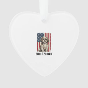 Shih Tzu Dad Patriotic Vintage Dog Shirt Design_1 Ornament