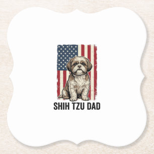 Shih Tzu Dad Patriotic Vintage Dog Shirt Design_1 Paper Coaster