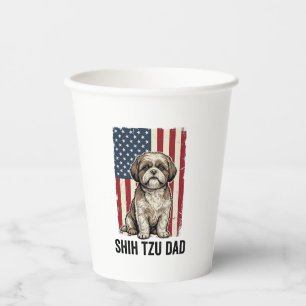Shih Tzu Dad Patriotic Vintage Dog Shirt Design_1 Paper Cups