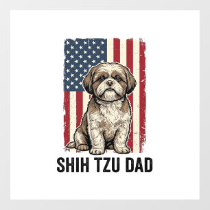 Shih Tzu Dad Patriotic Vintage Dog Shirt Design_1 Window Cling