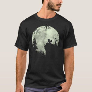 Shih Tzu Dog And Moon Howl In Forest Dog Halloween T-Shirt