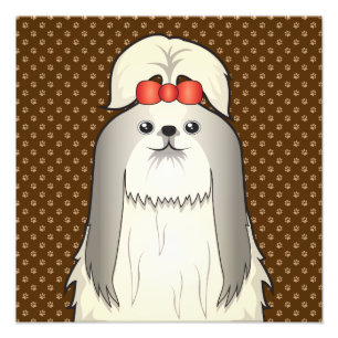 Shih Tzu Dog Cartoon Paws Photo Print