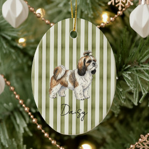 Shih Tzu Dog Christmas Ceramic Ornament