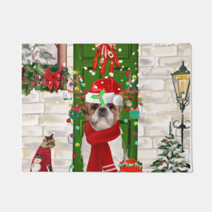 Shih Tzu Dog Christmas  Doormat