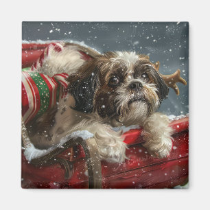 Shih Tzu Dog Christmas Festive Magnet