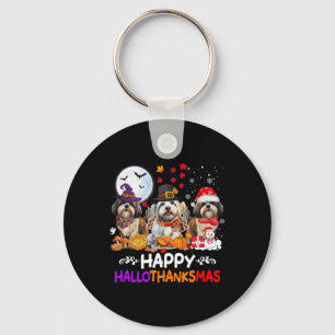 Shih Tzu Dog Christmas Happy Hallothankmas Thanksg Keychain