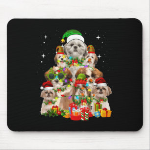 Shih Tzu Dog Christmas Tree Mouse Pad