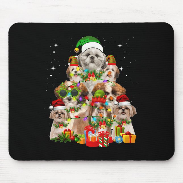 Shih Tzu Dog Christmas Tree  Mouse Pad (Front)