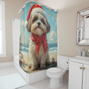Shih Tzu Dog Christmas Vintage Beach