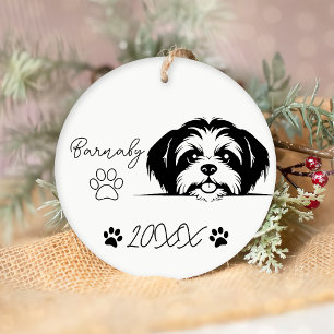 Shih Tzu Dog Custom Name & Year Ceramic Ornament