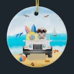 shih tzu Dog Driving on Beach  Ceramic Ornament<br><div class="desc">A shih tzu dog driving vehicle on beach is a perfect gift idea for someone who love this dog breed.</div>