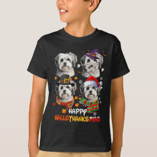 Shih Tzu Dog Hallothanksmas Halloween Thanksgiving T-Shirt