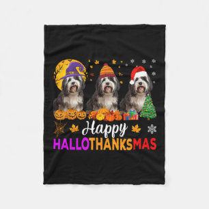 Shih Tzu Dog Halloween Christmas Hallothanksmas 1 Fleece Blanket