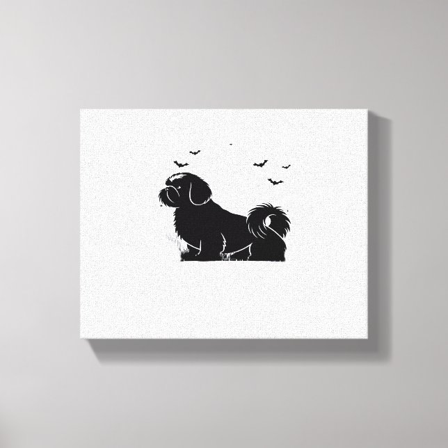 Shih Tzu Dog – Halloween Moon Silhouette Classic T Canvas Print (Front)