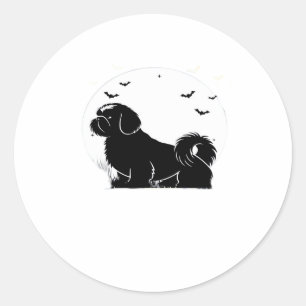 Shih Tzu Dog � Halloween Moon Silhouette Classic T Classic Round Sticker