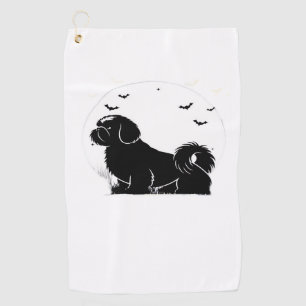 Shih Tzu Dog – Halloween Moon Silhouette Classic T Golf Towel