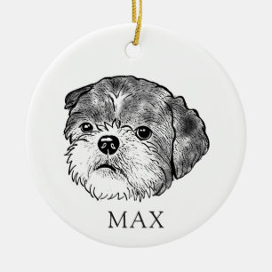 Shih Tzu Dog Hand Drawing Personalized Ceramic Ornament