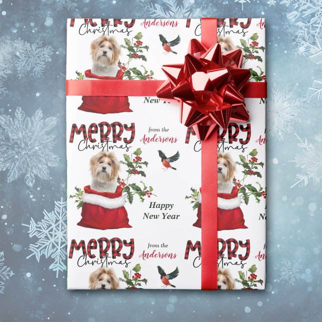Shih Tzu Dog in Christmas Gift Bag Wrapping Paper (Creator Uploaded)