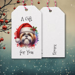 Shih Tzu Dog in Santa Hat Christmas Gift Tags<br><div class="desc">If you love Shih Tzu and want cute Christmas to and from gift tags then here ya go! Cute watercolor style ai art Shih Tzu in Santa Hat.</div>