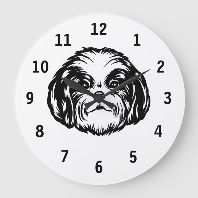 Shih Tzu Dog Large Clock (Front)