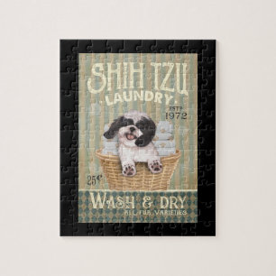 Shih Tzu Dog Laundry Cute Shih Tzu Life Puppy Tzu Jigsaw Puzzle