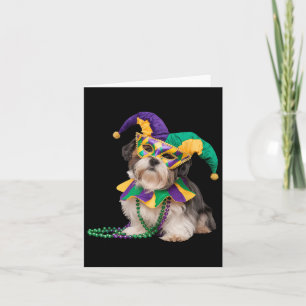 Shih Tzu Dog Lover Cute Mardi Gras Carnival Jester Card
