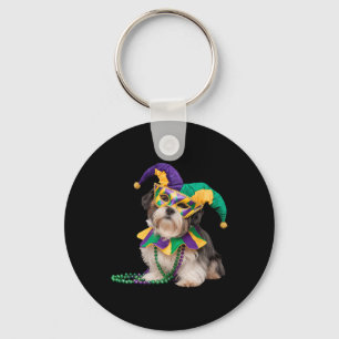 Shih Tzu Dog Lover Cute Mardi Gras Carnival Jester Keychain