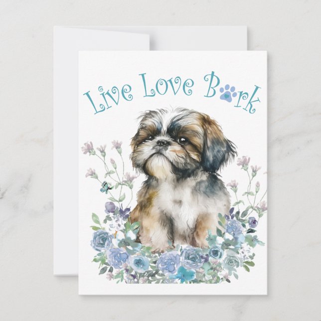 Shih Tzu Dog Mom Floral Card (Front)