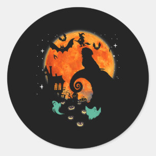 Shih Tzu Dog Moon Scary Pumpkin Halloween Costume  Classic Round Sticker
