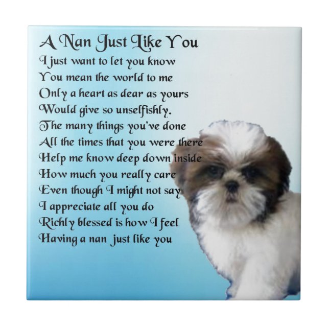Shih Tzu Dog - Nan Poem Tile (Front)
