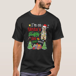Shih Tzu Dog On Santa's Naughty List Xmas T-Shirt