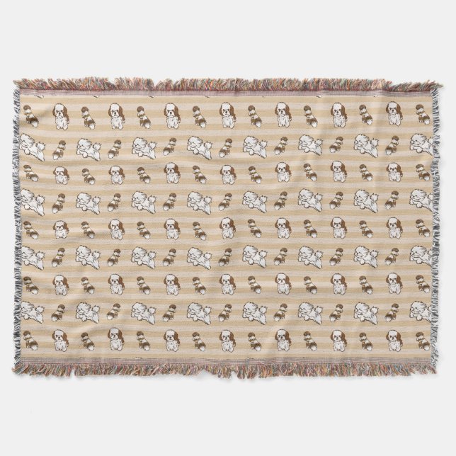shih tzu dog pattern  throw blanket (Front)