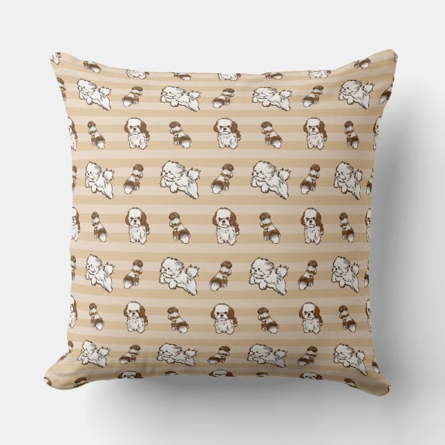 shih tzu dog pattern  throw pillow (Front)