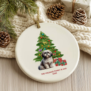 Shih Tzu Dog Personalized Christmas Ceramic Ornament