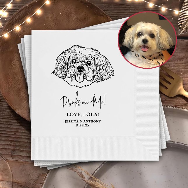 Shih Tzu Dog Personalized Drinks on Me Napkin (Creator Uploaded)