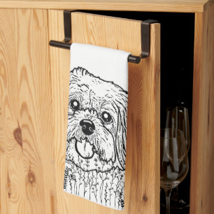 Shih Tzu Dog Personalized Hand Drawing Kitchen Towel
