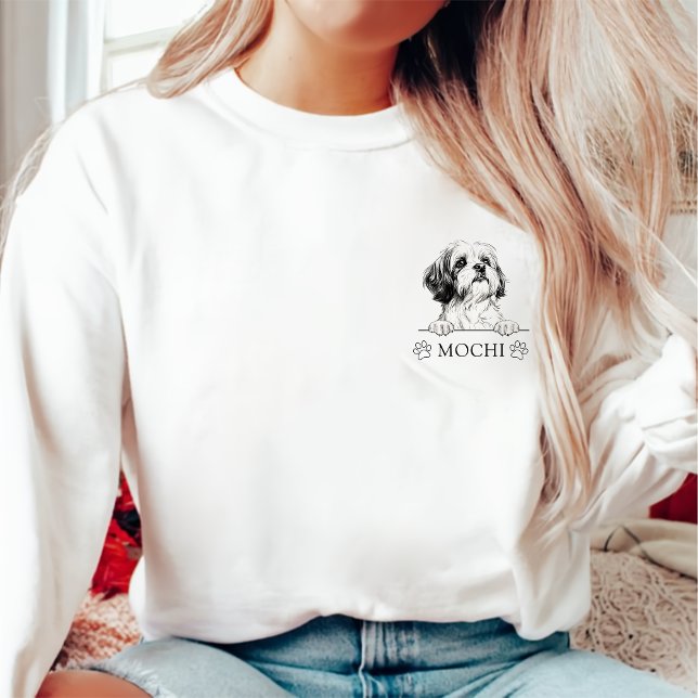 Shih Tzu Dog Personalized Hand Drawing Sweatshirt (Creator Uploaded)