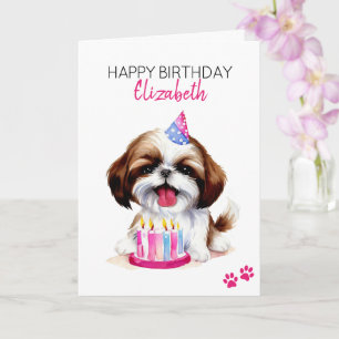 Shih Tzu Dog Personalized Happy Birthday Card