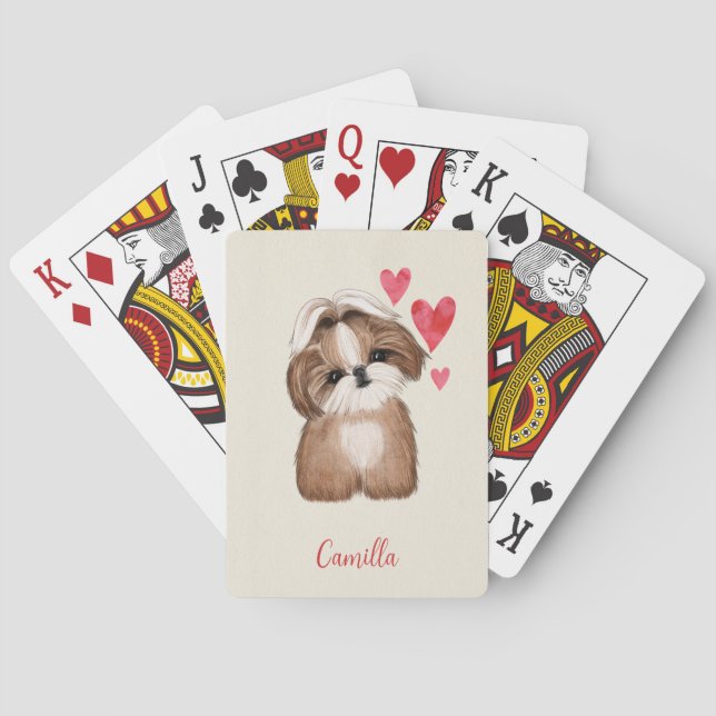 Shih Tzu Dog Personalized Pet Name Playing Cards (Back)